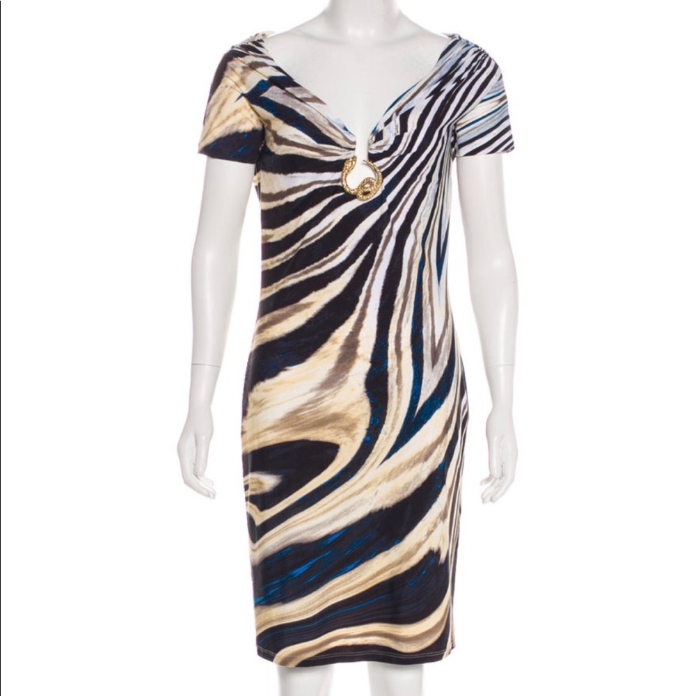 Authentic Roberto Cavalli Abstract Patterned Dress